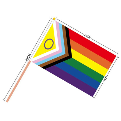 Aerxrbrae Custom Hand Flag 100Pcs 14*21Cm Plastic Stick Rainbow Gay Lesbian Homosexual Bisexual Pride Banner