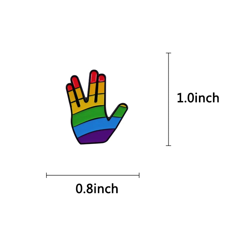 Rainbow Vulcan Salute Enamel Pin LGBTQIA+ Pride Brooch Star X Trek Badge Backpack Decoration Jewelry Accessories