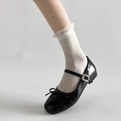 2026 New Spring Vintage Women Ballet Flats Shoes Comfort Round Toe Soft Sole Shoes Elegant Butterfly-knot Dress Grandma's Shoes