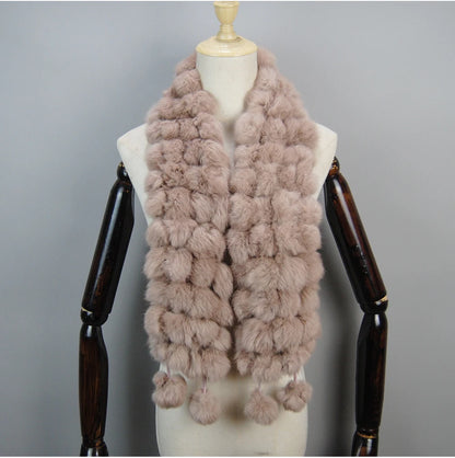 Women Winter Warm Real Rabbit Fur Scarf Hot Sale Natural Rabbit Fur Muffler 2025 Lady 100% Genuine Fur Scarves Wholesale Retail