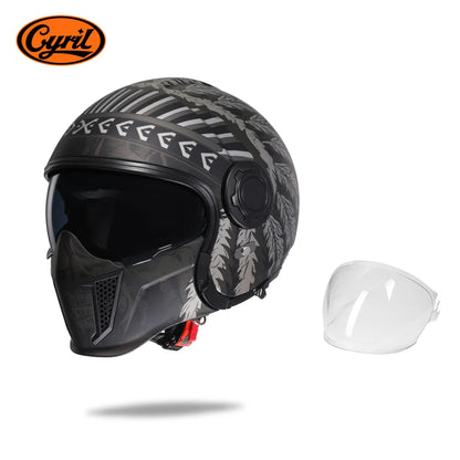 Full Face Open Face Motorcycle Helmet Double Lens Folding Modular Helmet Man Woman Retro Moto Integral Helmet