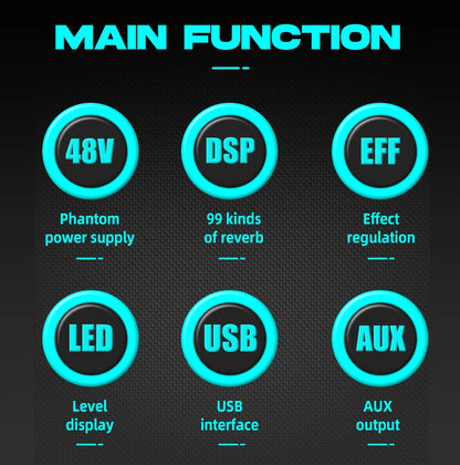 TKLBLS L12 mixer Professional 12 channel USB DJ PC 99 DSP effect  Bluetooth 48V party performance