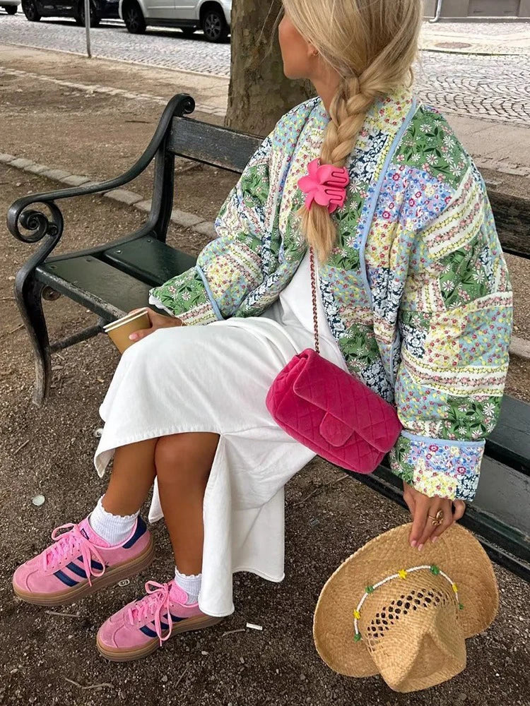 Women's Cotton Jacket Autumn And Winter New Floral Patterns Cardigan Cotton Jacket Elegant Ladies Street Shoot Women's