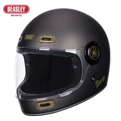 BEASLEY Retro Helmet Men's Women's Cruise Motorcycle Fiberglass Full Helmet Carbon Fiber Motorcycle Helmet DOT Certification