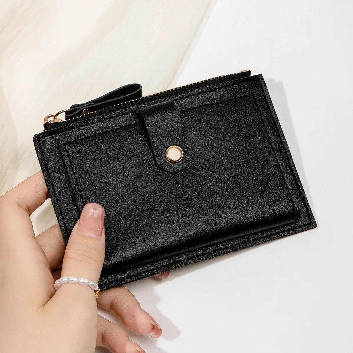 Minimalist and Fashionable Women's Short Card Bag Ultra-Thin Mini PU Leather Zero Wallet Women's Credit Card Holder Wallet
