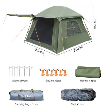 Night Cat 4 Person Pop Up Camping Tent, Blackout Cabin Tent with Vestibule & Rainfly, Waterproof Instant Easy Setup Family Tent, Dark Room Outdoor Tent for Camping, Hiking, Backyard