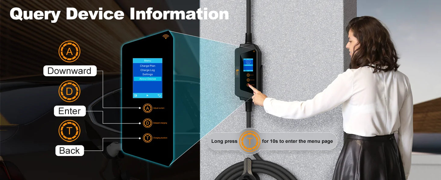 feyree Type1 7KW 32A 1Phase Portable EV Charger J1772 Socket with 5m Cable Smart APP WIFI Control Version for Electric Vehicle