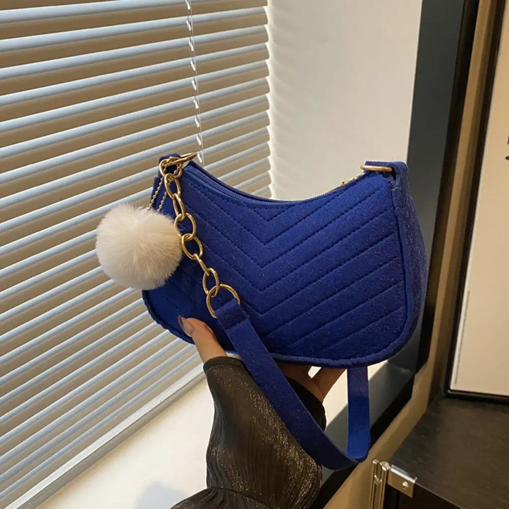 Mini Women Shoulder Bags Fashion Felt Women's Bag Design Advanced Underarm Handbags Mini Saddle Bag