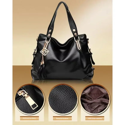PU Fashion Large Capacity Women's Tote Bag, Single Shoulder Bag with Frill Decoration, Multi-pocket Design