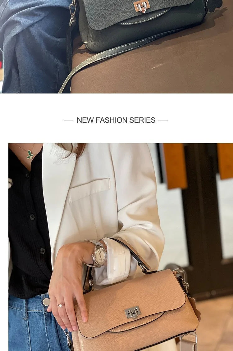 luxury handbags female crossbody bags Vintage Genuine leather one piece shoulder bag small square bag for women cowhide Blue bag