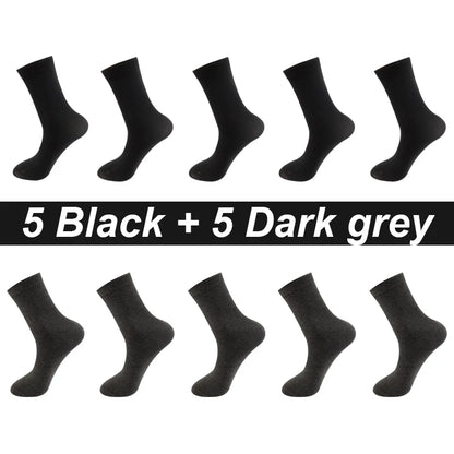 10Pairs/Lot Men Combed Cotton Socks Black Casual Business Breathable High Quality Man Sock New For Male Plus Size EU38-48