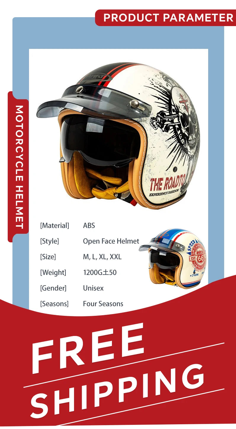Jet Helmet Men Women Open Face Motorcycle Helmets DOT Approved Capacete De Moto ABS Material Moto Equipments ECE Certified