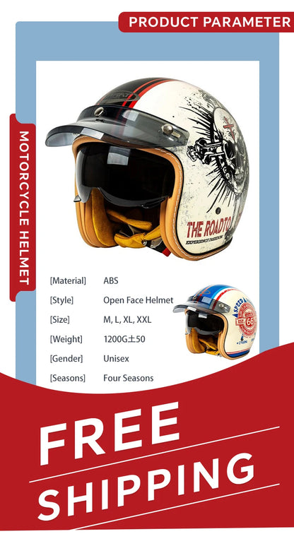 Jet Helmet Men Women Open Face Motorcycle Helmets DOT Approved Capacete De Moto ABS Material Moto Equipments ECE Certified