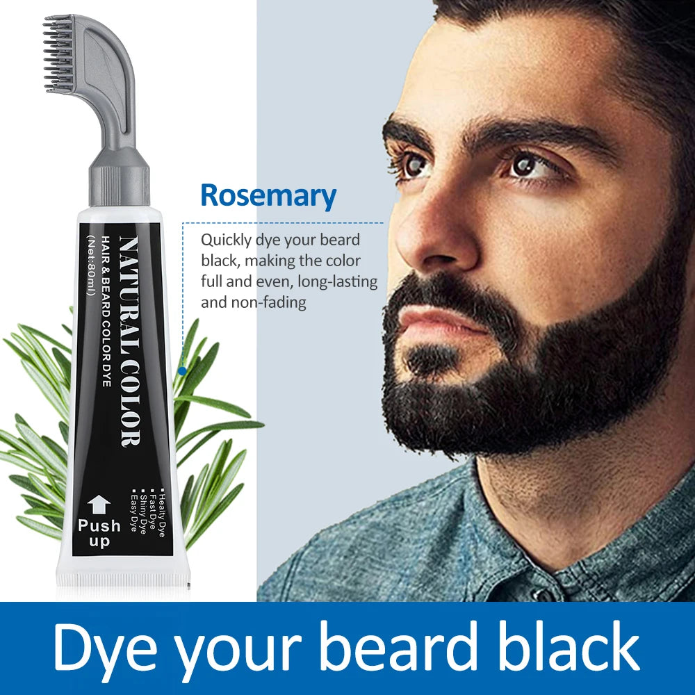 Hair Dye Cream Black Beard Dye Cream For Men Permanent Plant Beard Dye Shampoo Fast Cover White Grey Beard Hair Care
