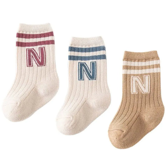 3Pair/Lot Baby Socks Knit Soft Letter Socks Baby Middle Tube Stockings Long Socks for Infant Toddler Boys Baby Girl Accessories