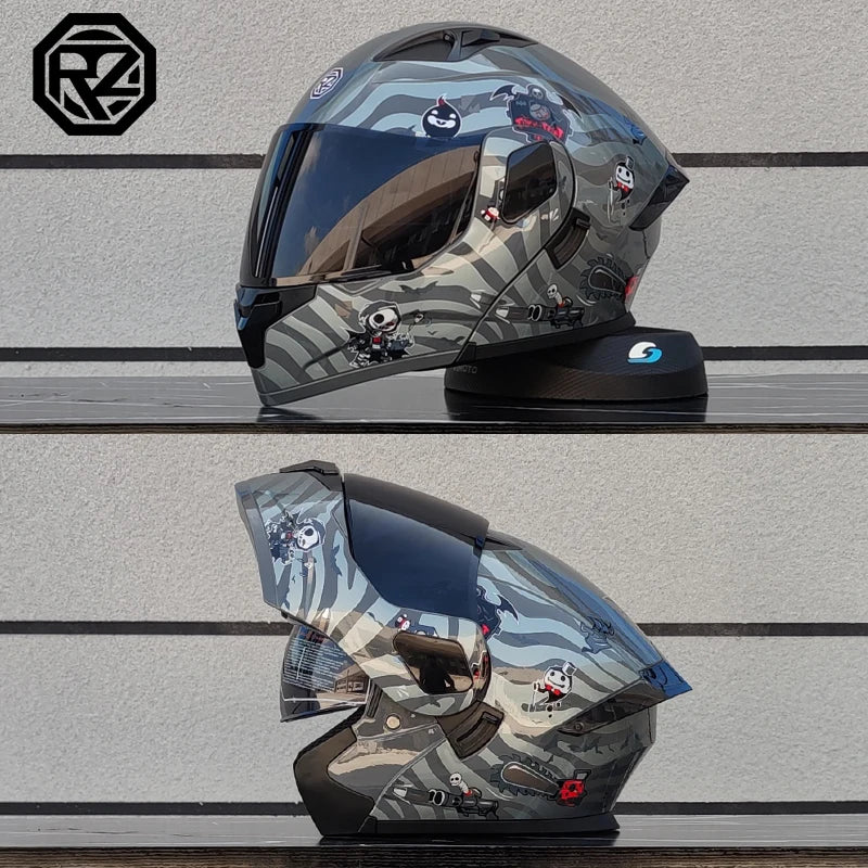 2025 professional motorcycle sports flip helmet ABS material modular dual lens full face helmet DOT certification
