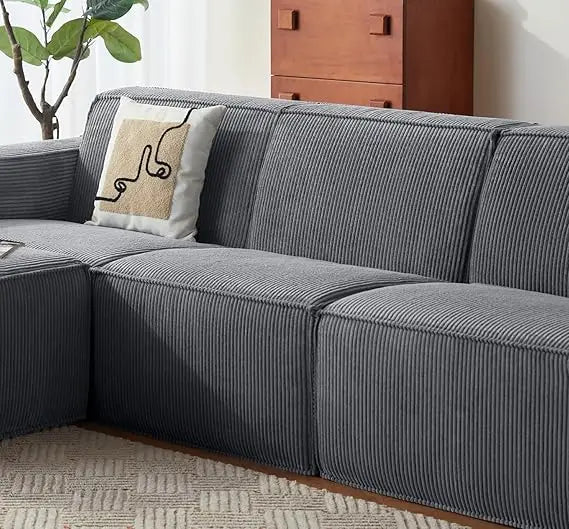 Modular Sectional Couch Single Seat, Boneless Sofa Comfy Corduroy Sectional Cloud Sofa Seat for Living Room, No Assem