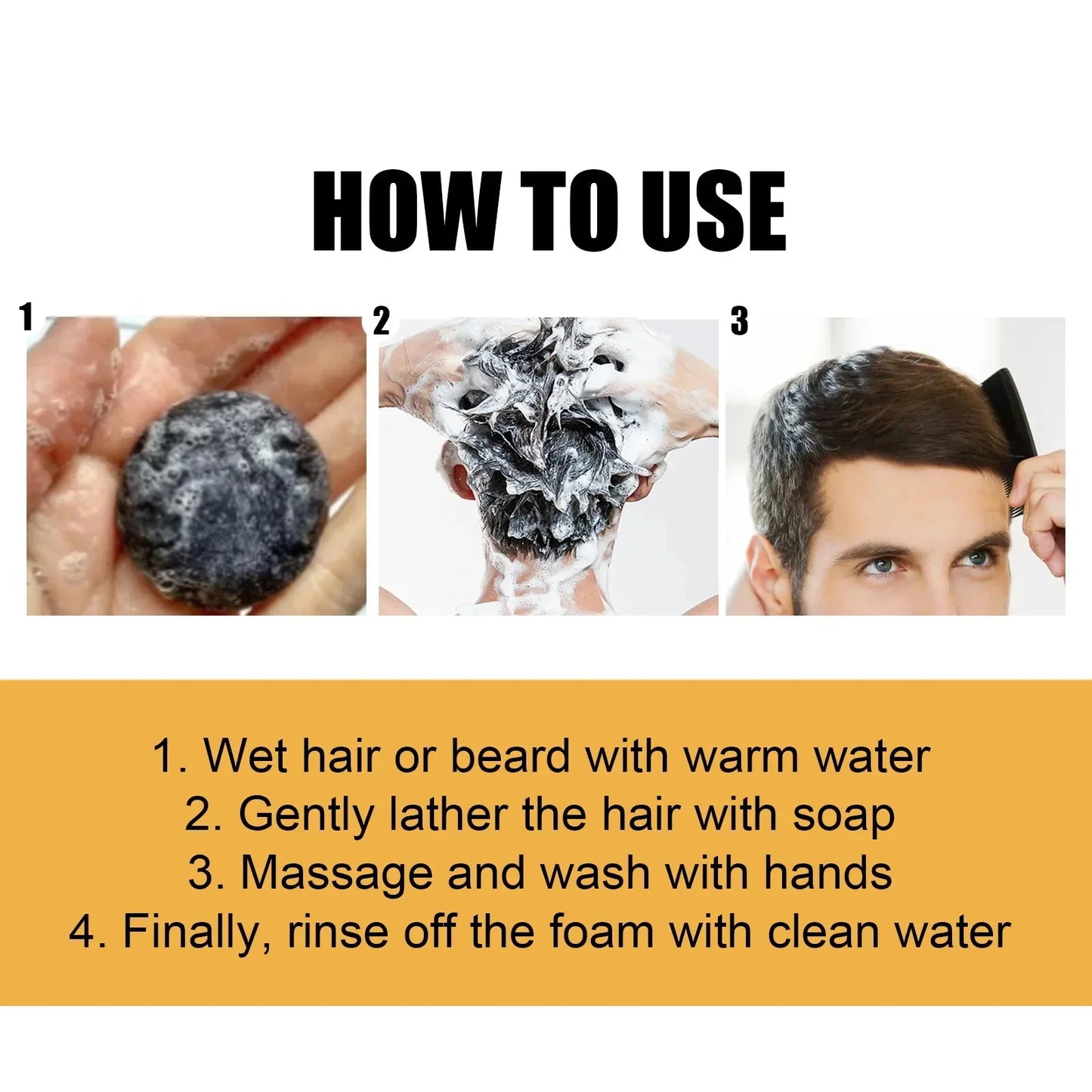 Magic White Hair to Black Shampoo Dye Soap Natural Color Soap Restore Gray Beard Cover Gray Hair Dye Hair Fixing Shampoo