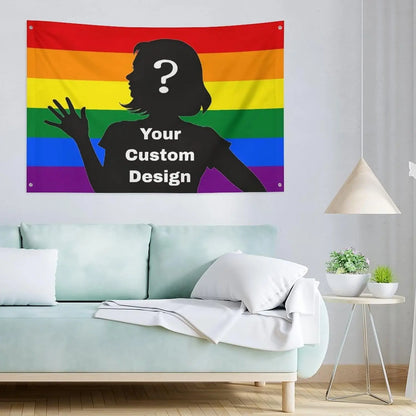 Custom Personalized Rainbow Lgbt Pride Flag, Design Your Photo for Christmas Decor Party University Dorm Bedrooms 3x5 with 4G