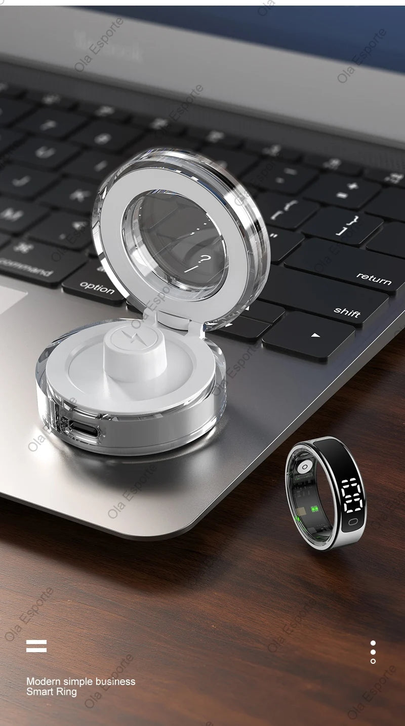 Smart Ring with Display Screen and Touch for Men Women, Health and Sleep Monitor, 5ATM Waterproof, Multi-sport Mode, Smartring