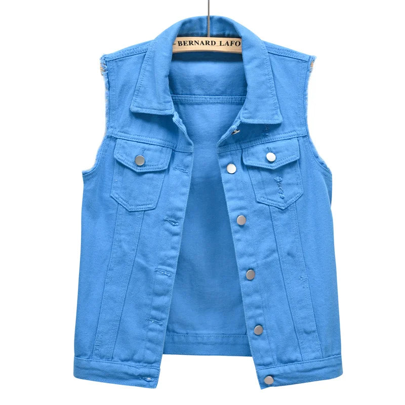 Coats Fashion Clothes Casual Vintage Elegant Sleeveless Denim Vest for Women Jacket Spring Streetwear Women Clothing Autumn