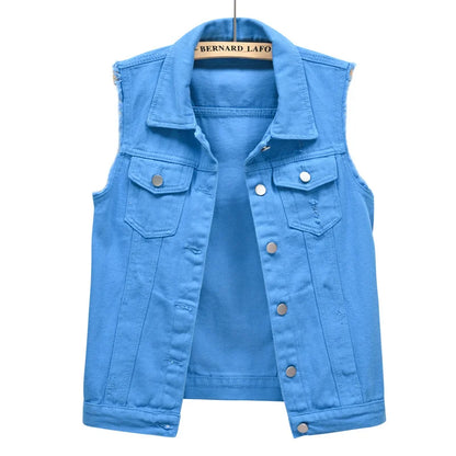 Coats Fashion Clothes Casual Vintage Elegant Sleeveless Denim Vest for Women Jacket Spring Streetwear Women Clothing Autumn