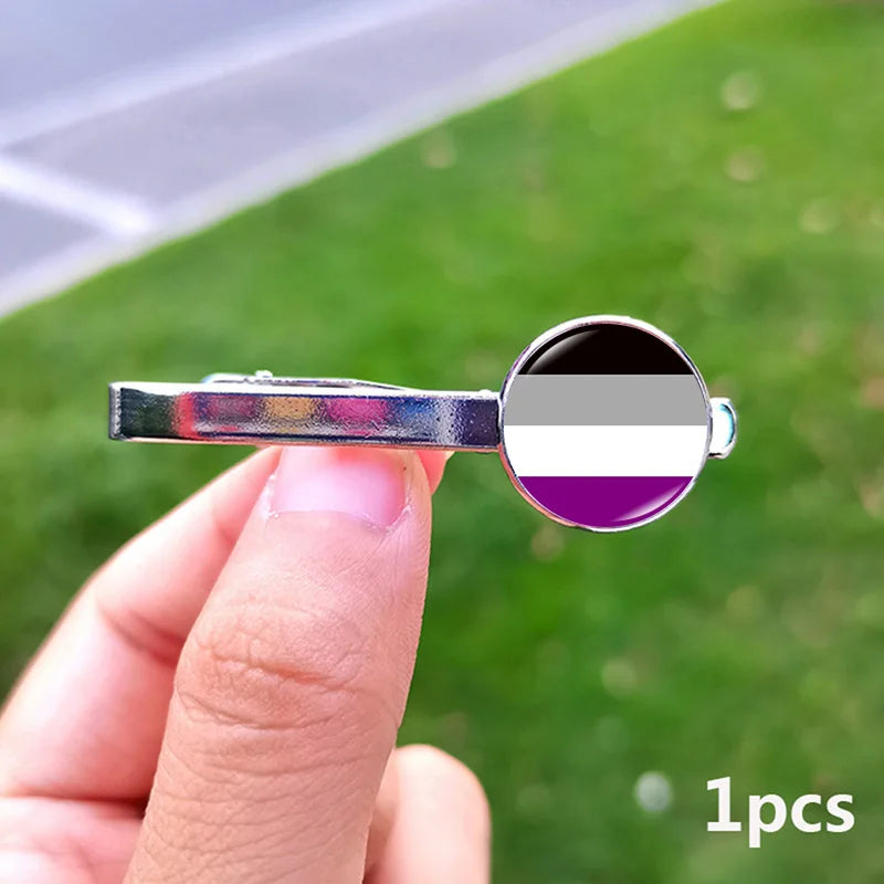 Lesbian Gay Pride Cufflinks for Fans LGBT Creative Rainbow Flag Glass Gem Charm Shirt Decoration Cuff Buttons