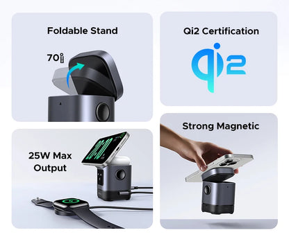 UGREEN UNO Qi2 15W Magnetic Wireless Charger Charging Stand With Cable  For iPhone 16 17 Pro Max For MagSafe Fast Charger