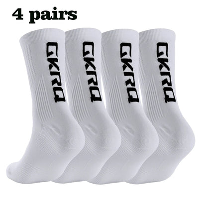 GKRQ 4pairs 2023 New Cycling Socks Bike Nurse Compression Road Bike Running Mtb Knee-high White Sports Funny Brand Black