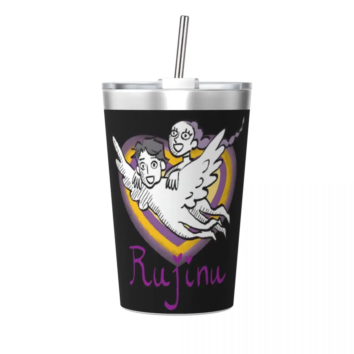 Mystery Saja Boys Kpop Demon Hunters Tumbler With Straw For Kids Stainless Steel Travel Mugs Double Wall Vacuum Insulated 12oz