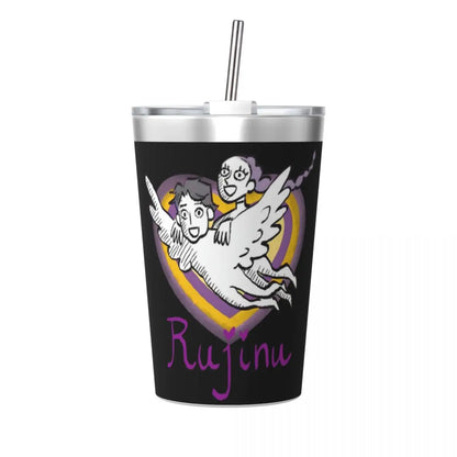 Mystery Saja Boys Kpop Demon Hunters Tumbler With Straw For Kids Stainless Steel Travel Mugs Double Wall Vacuum Insulated 12oz