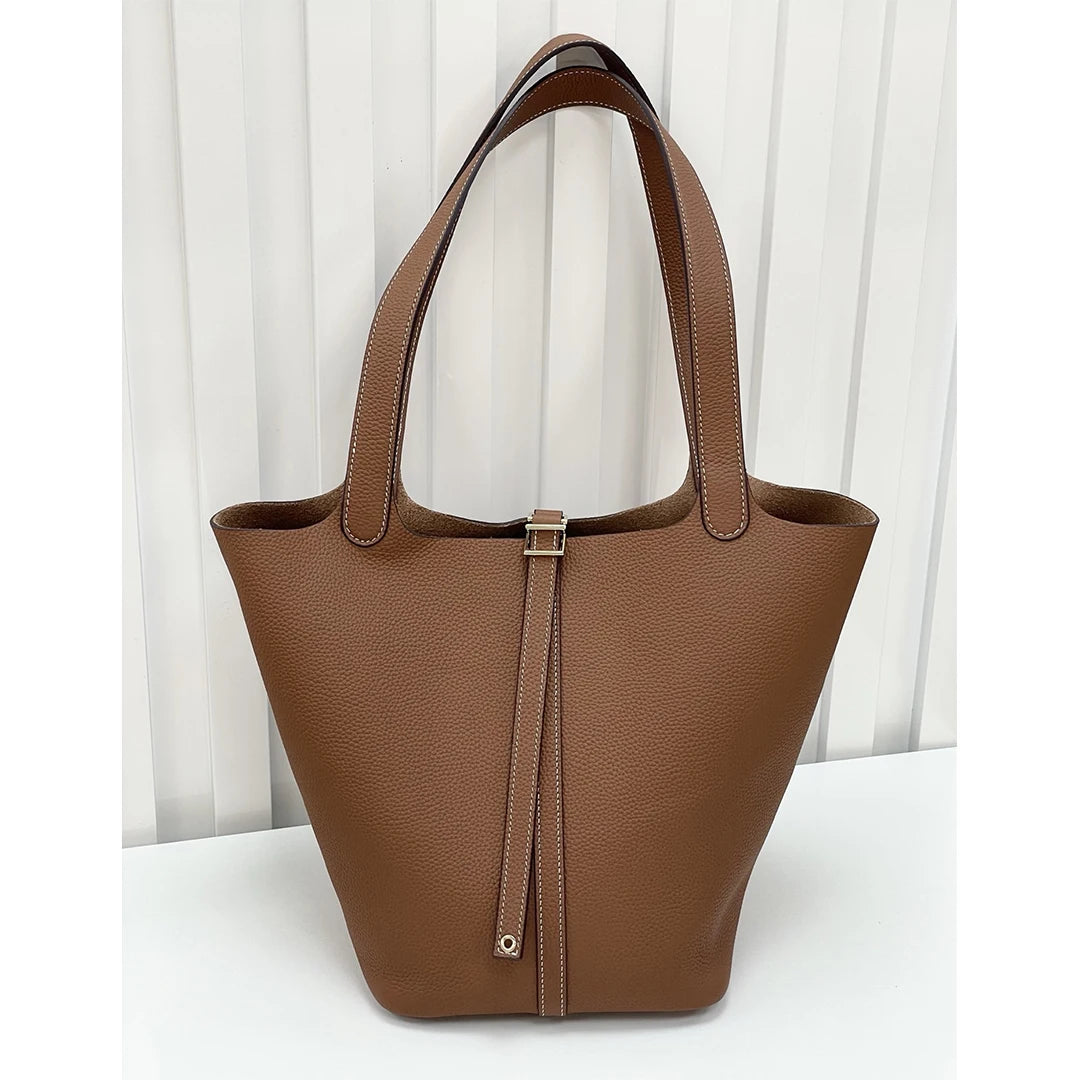 Mendy Large Women's Bag Vintage Leather Bucket Bag 26CM Tote Hobo Bag for Women Soft Leather Underarm Shoulder Purse Handbag New