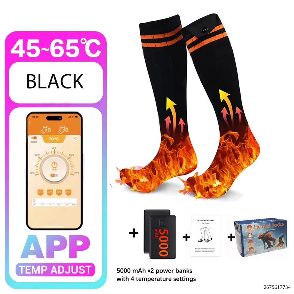 Winter Heated Socks Warm Ski Electric Heating Thick Soft Stockings Unisex For Outdoor Thermal Hunting Camping Warmer