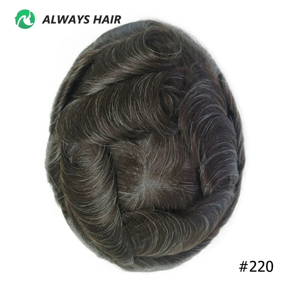 I SKIN Men's Capillary Prothesis 0.12-0.14mm Indian Human Hair 130% Hair Density Men Toupee 6x8 6x9 7x9 7x10 8x10 Size Wig Man