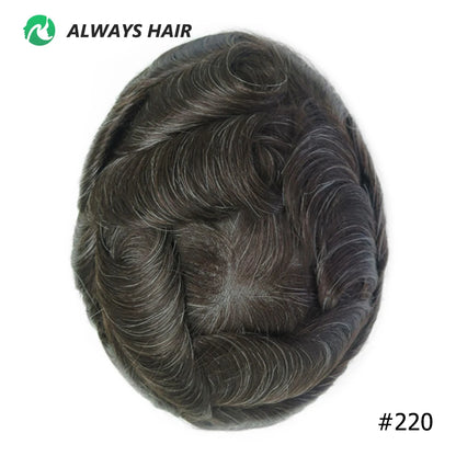 I SKIN Men's Capillary Prothesis 0.12-0.14mm Indian Human Hair 130% Hair Density Men Toupee 6x8 6x9 7x9 7x10 8x10 Size Wig Man