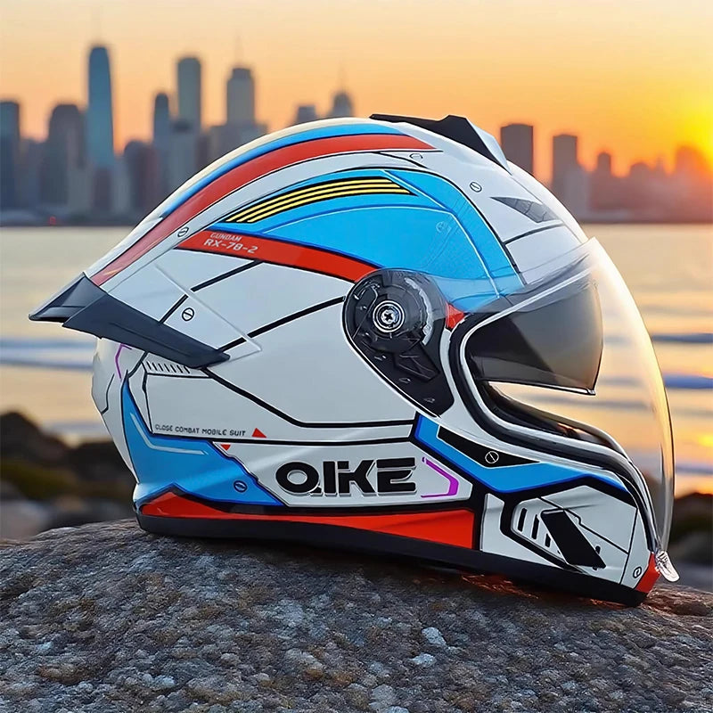 Adult Full Face Motorcycle Helmet Modular 3C DOT Certified Dual Sunshade Anti-UV Quick Release Buckle Crash Helmet
