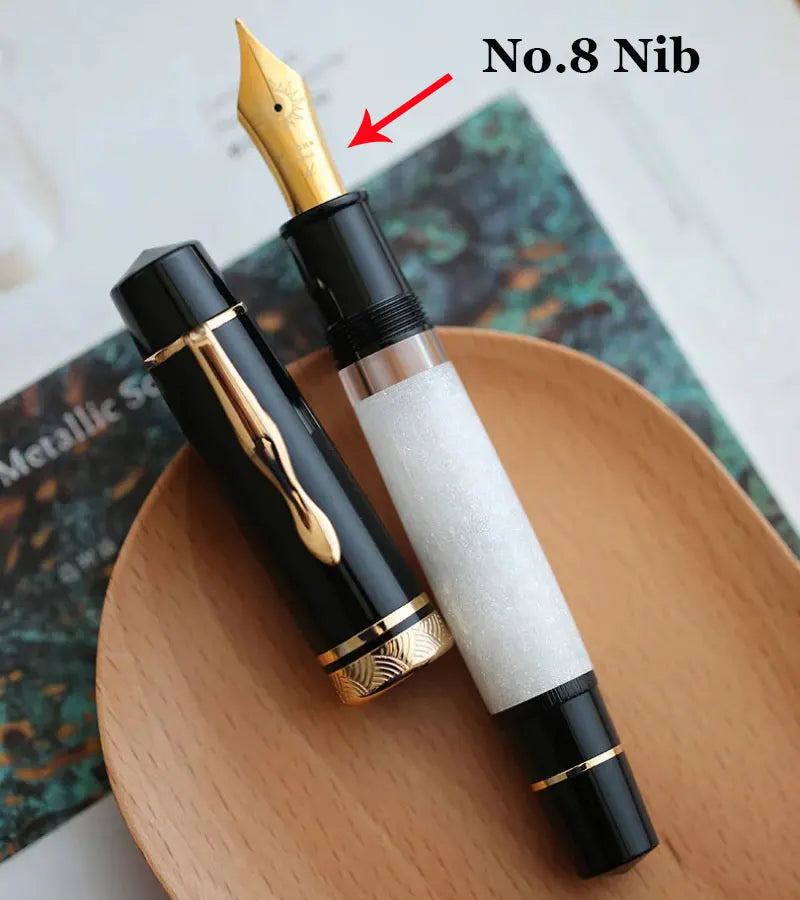 MAJOHN P139 High Quality Fountain Pen Piston Filler Resin Body Ebonite Feed Size 8 40 Nib Rotating Cap Postable Office Gift