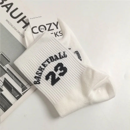 Classic Basketball socks Number 23 Mid-Calf Cotton Socks for Man Casual Sweater Adult Female Socks Comfortable Breathable Wear