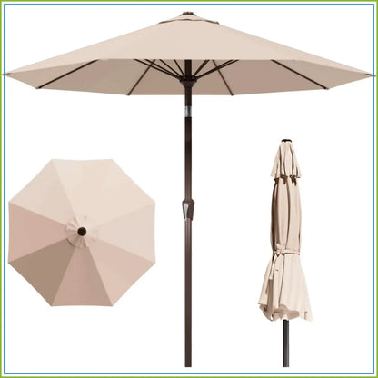 9FT Patio Umbrella with Fiberglass Ribs, Outdoor Market Umbrella with Crank and Tilt, UV Resistant Waterproof Canopy for Patio, Garden, Deck, Pool