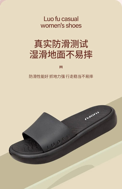 LUOFU Ladies Slippers Anti-Slip Soft Sole Fashionable Thick Bottom Women's Slip-On Shoes Comfortable Home Footwear