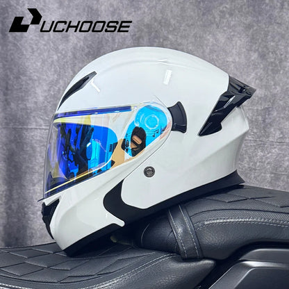 Uchoose DOT Approved Helmets Crash Motorbike Protective Gear Men Women Flip Up Helmet Motorcycle Double Sun Visor