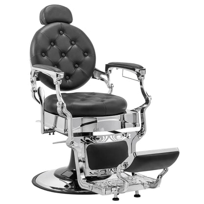700lbs Heavy Duty Barber Chair | Vintage Recline Style with Smooth Hydraulic | 360° Rotatable, Headrest,Customized