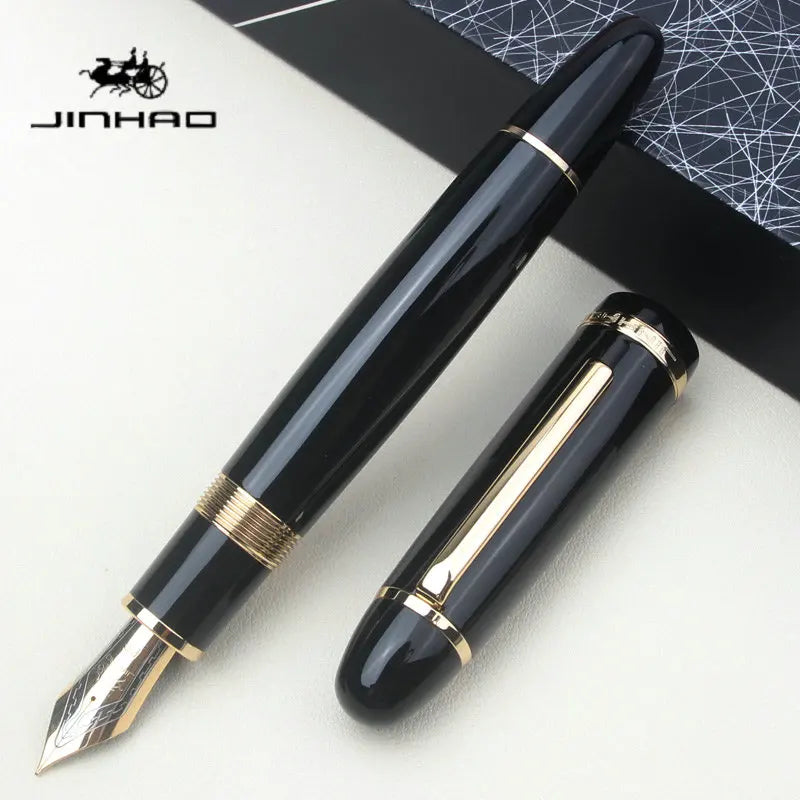 Glacier Blue Black Red JINHAO X169 Fountain Pen Metal Thick Barrel Comfort Grip Calligraphy Pen Replaceable Ink Cartridge Office