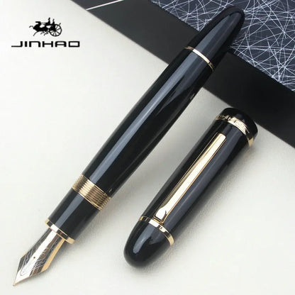 Glacier Blue Black Red JINHAO X169 Fountain Pen Metal Thick Barrel Comfort Grip Calligraphy Pen Replaceable Ink Cartridge Office