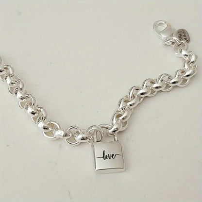 Luxury Fashion Square Shaped Lock  Link Chain Padlock Charm Bracelet Fine Jewelry Link Chain Bracelets for Women