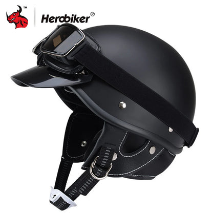Motorcycle Half Helmet Vintage Motorbike Helmets Men Women Unisex Scooter Four Seasons Helmet Motocross Open Face Helmet S-XL