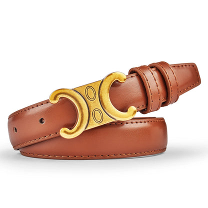 Luxury Women's Belt, Gold Buckle, Genuine Leather Belt, Fashion Style  Match with Jeans, Skirts, Top Quality Belt for Women