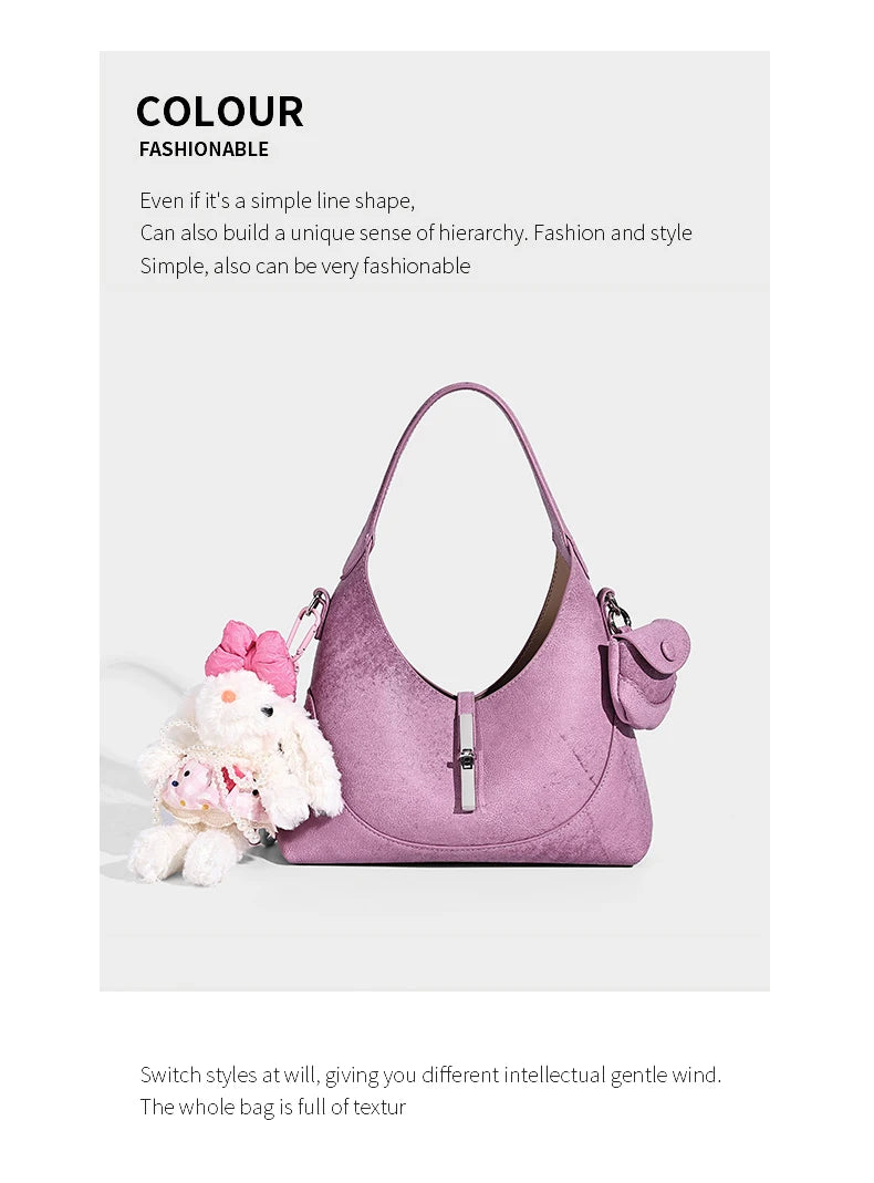 2026 New Pures Color Handbag with Long Shoulder Strap Messenger Bag Women's Designer Handbag Underarm Small Tote Bag