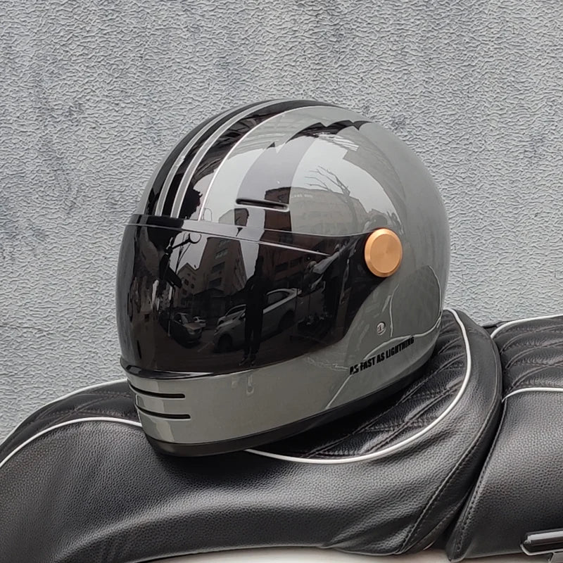 ORZ Retro full face motorcycle helmet - Classic design, suitable for both men and women, with safety protection certified by 806