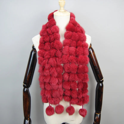 Women Winter Warm Real Rabbit Fur Scarf Hot Sale Natural Rabbit Fur Muffler 2025 Lady 100% Genuine Fur Scarves Wholesale Retail